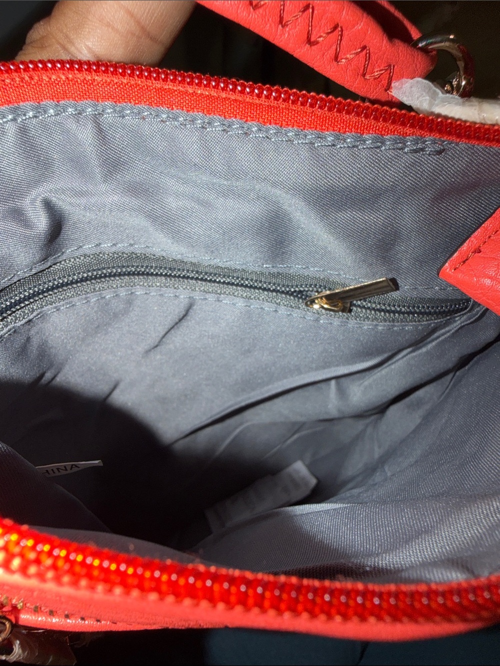 Orange Crossbody Fashion Bag with Gold Medallion - Picture 4 of 4